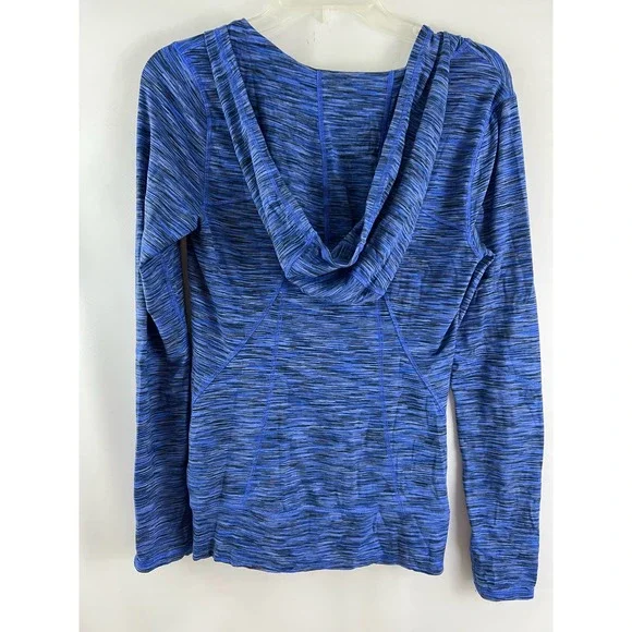Kirkland Signature Hoodie Shirt Women's Sz S Blue Heather Long Sleeve Stretch - Picture 3 of 4